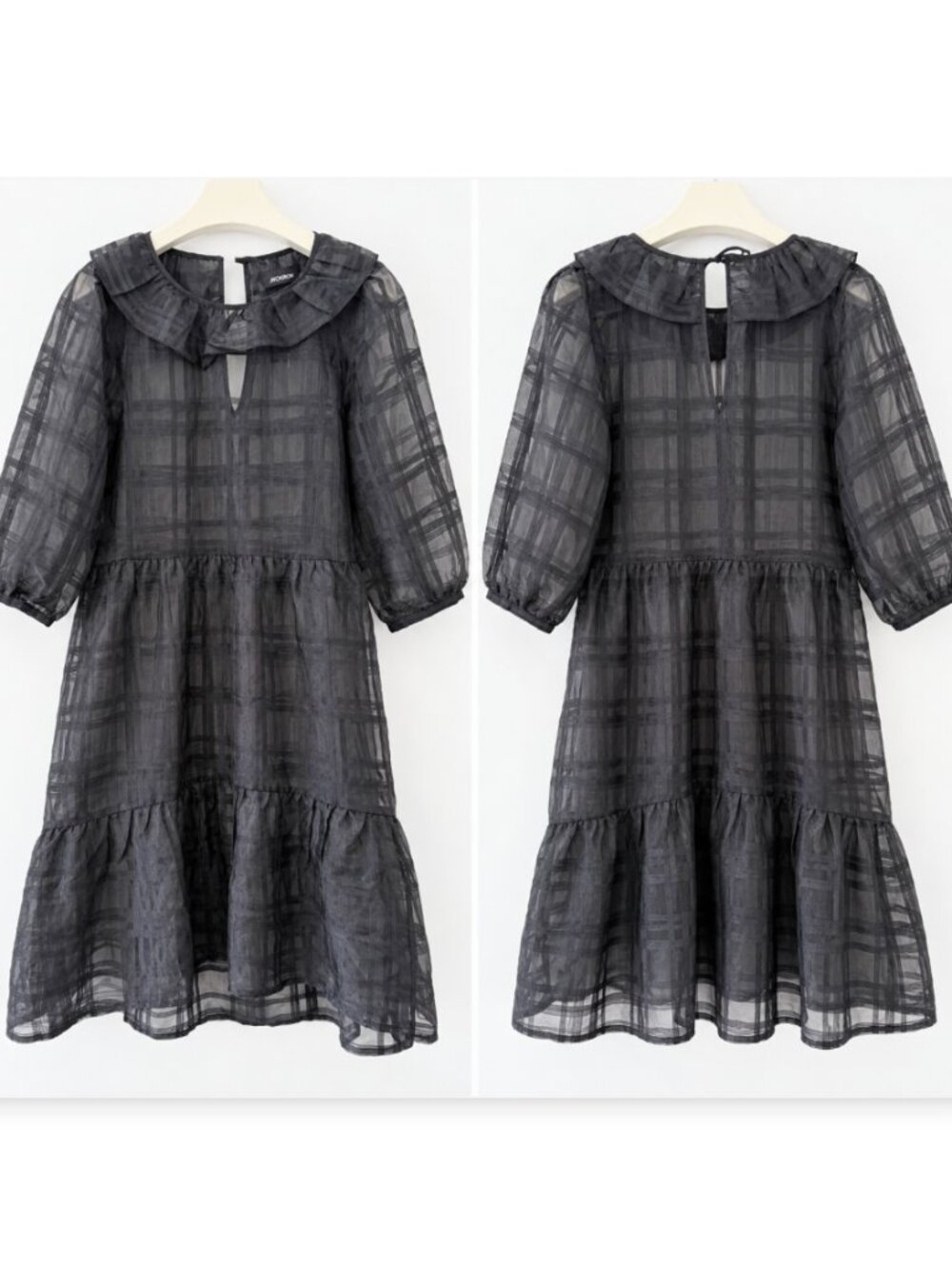 MONKI SHEER PLAID DRESS